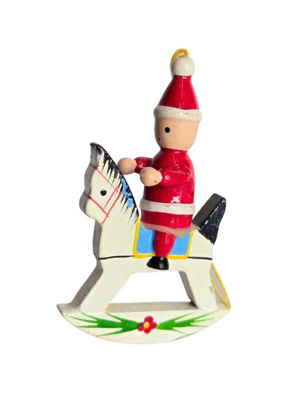 Vintage rocking horse wooden Christmas ornament